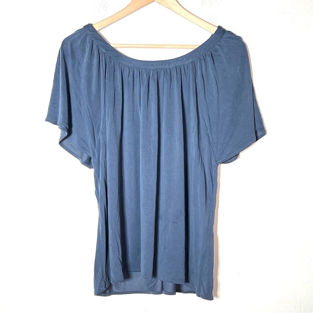 Iaju grey short sleeved blouse top shirt size large L B192